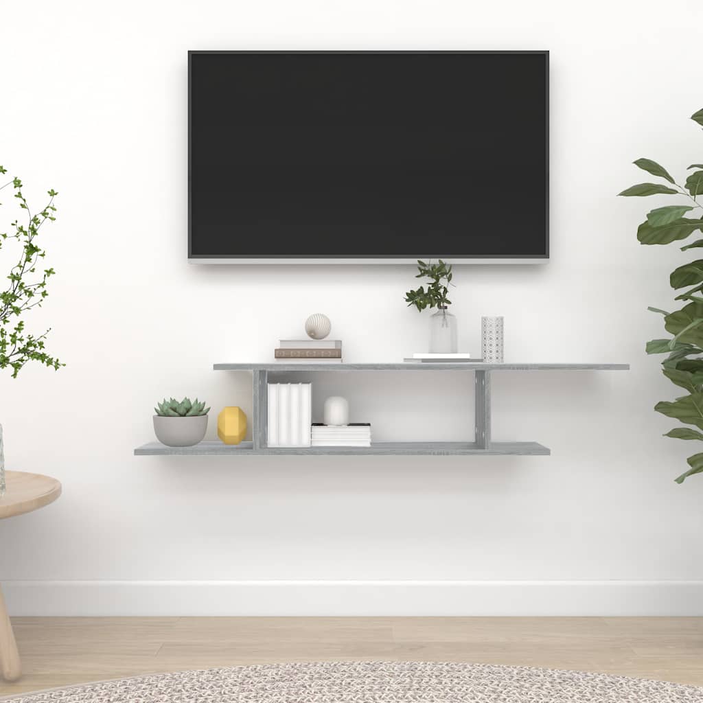 Vidaxl tv-wandschap 125x18x23 cm bewerkt hout grijs sonoma eikenkleur