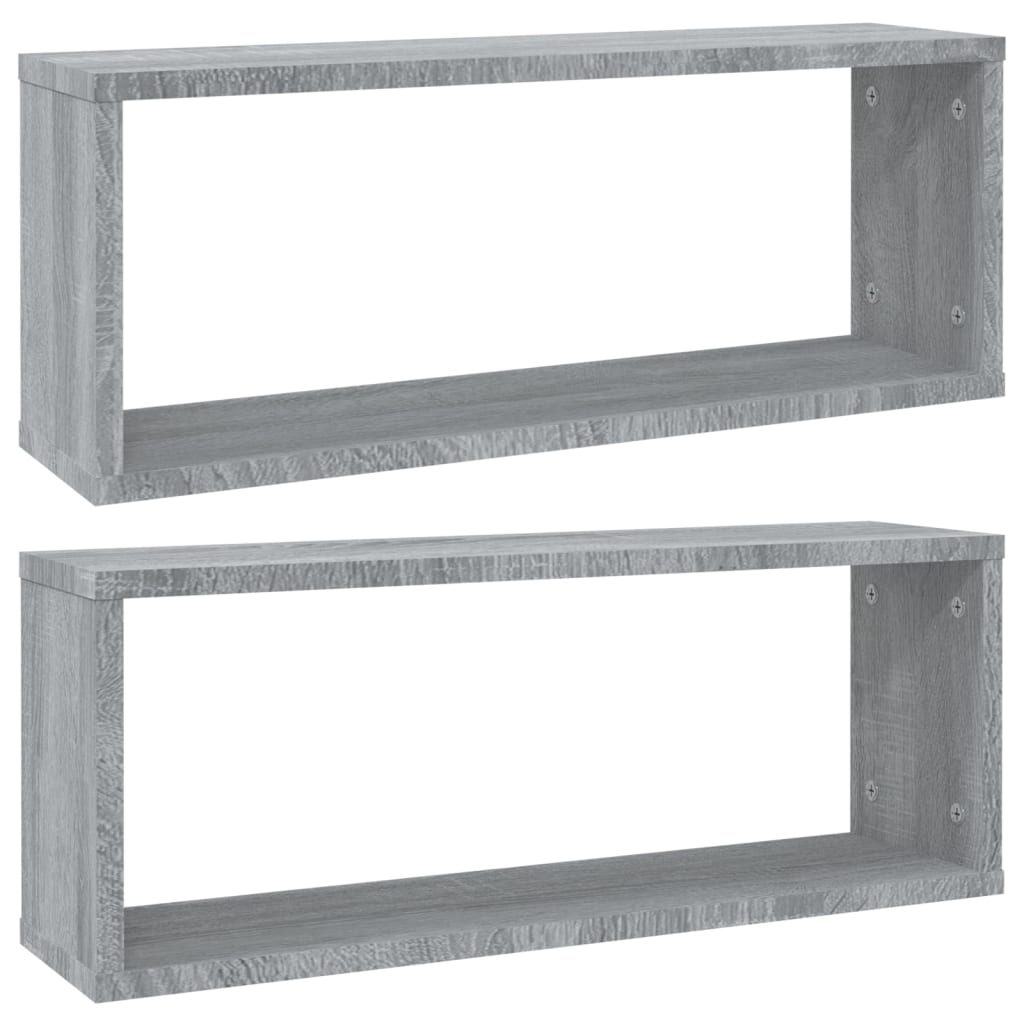Vidaxl wandschappen kubus 2 st 60x15x23 cm bewerkt hout grijs sonoma