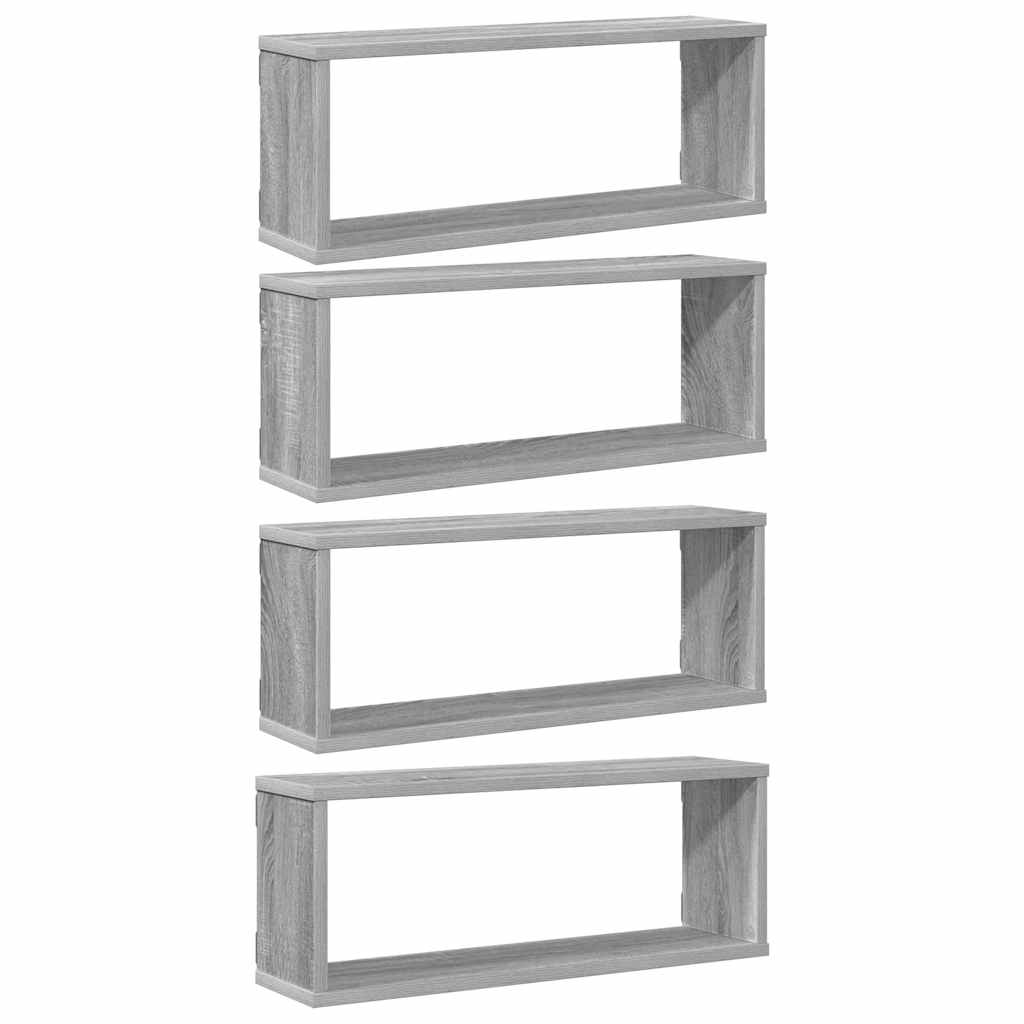 Vidaxl wandschappen kubus 4 st 60x15x23 cm bewerkt hout grijs sonoma