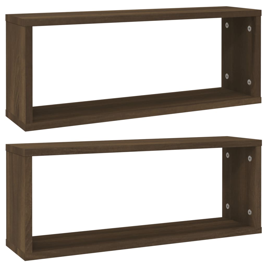 Vidaxl wandschappen kubus 2 st 60x15x23 cm bewerkt hout bruin eiken