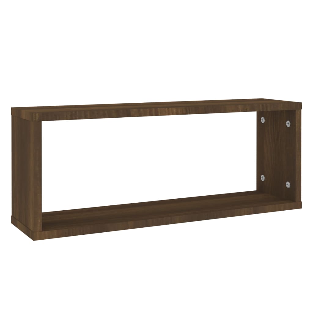 Vidaxl wandschappen kubus 2 st 60x15x23 cm bewerkt hout bruin eiken
