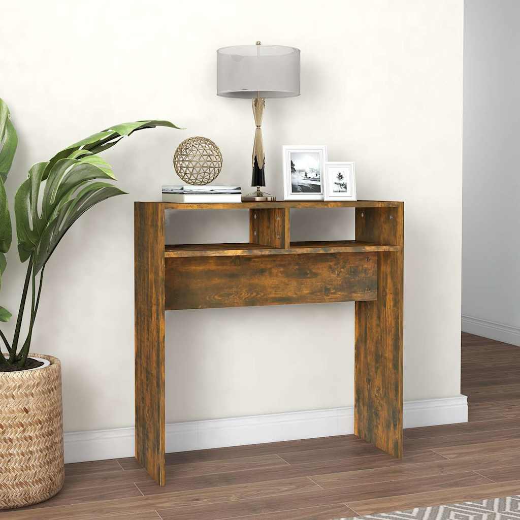Vidaxl wandtafel 78x30x80 cm bewerkt hout gerookt eikenkleurig