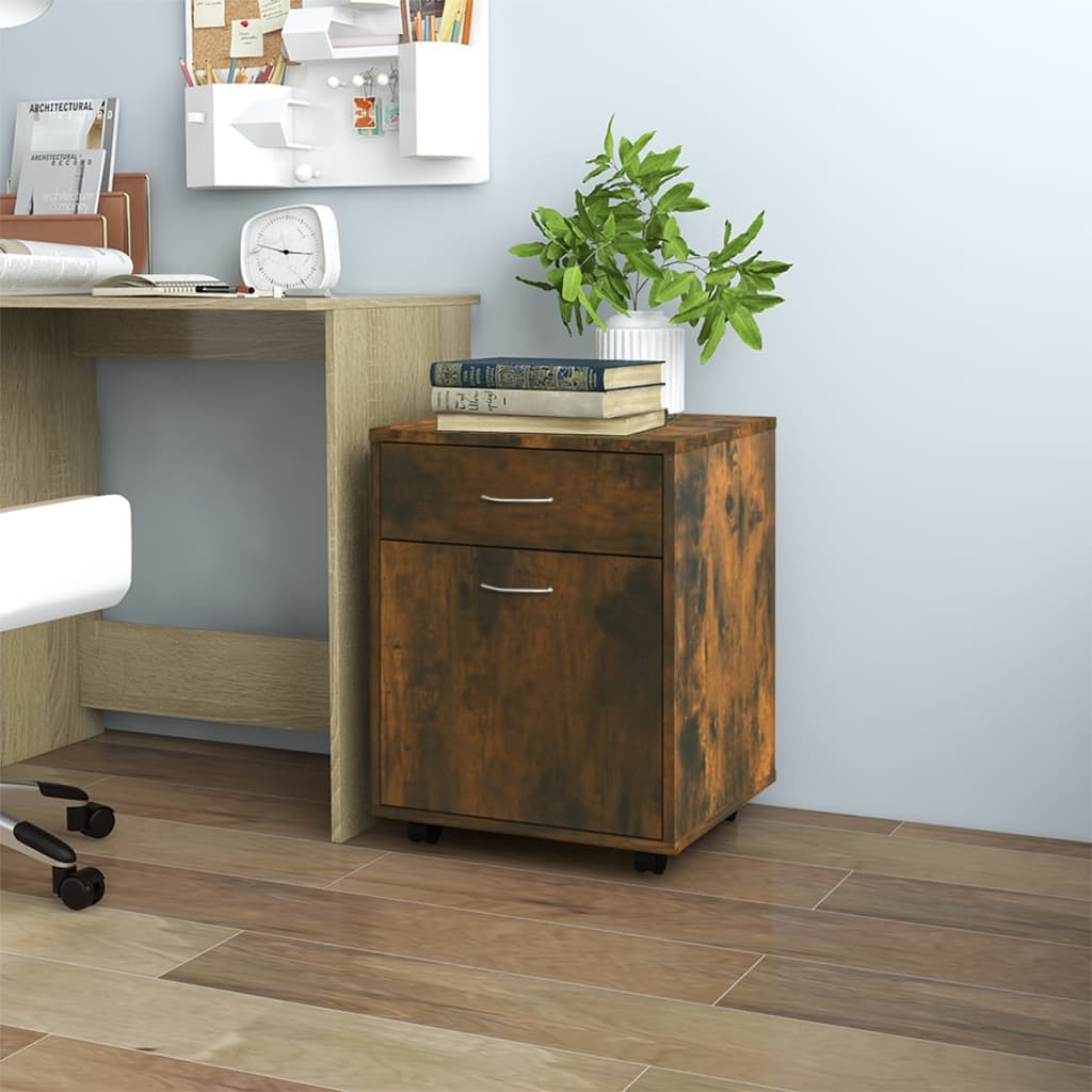 Vidaxl rolkast 45x38x54 cm bewerkt hout gerookt eikenkleurig