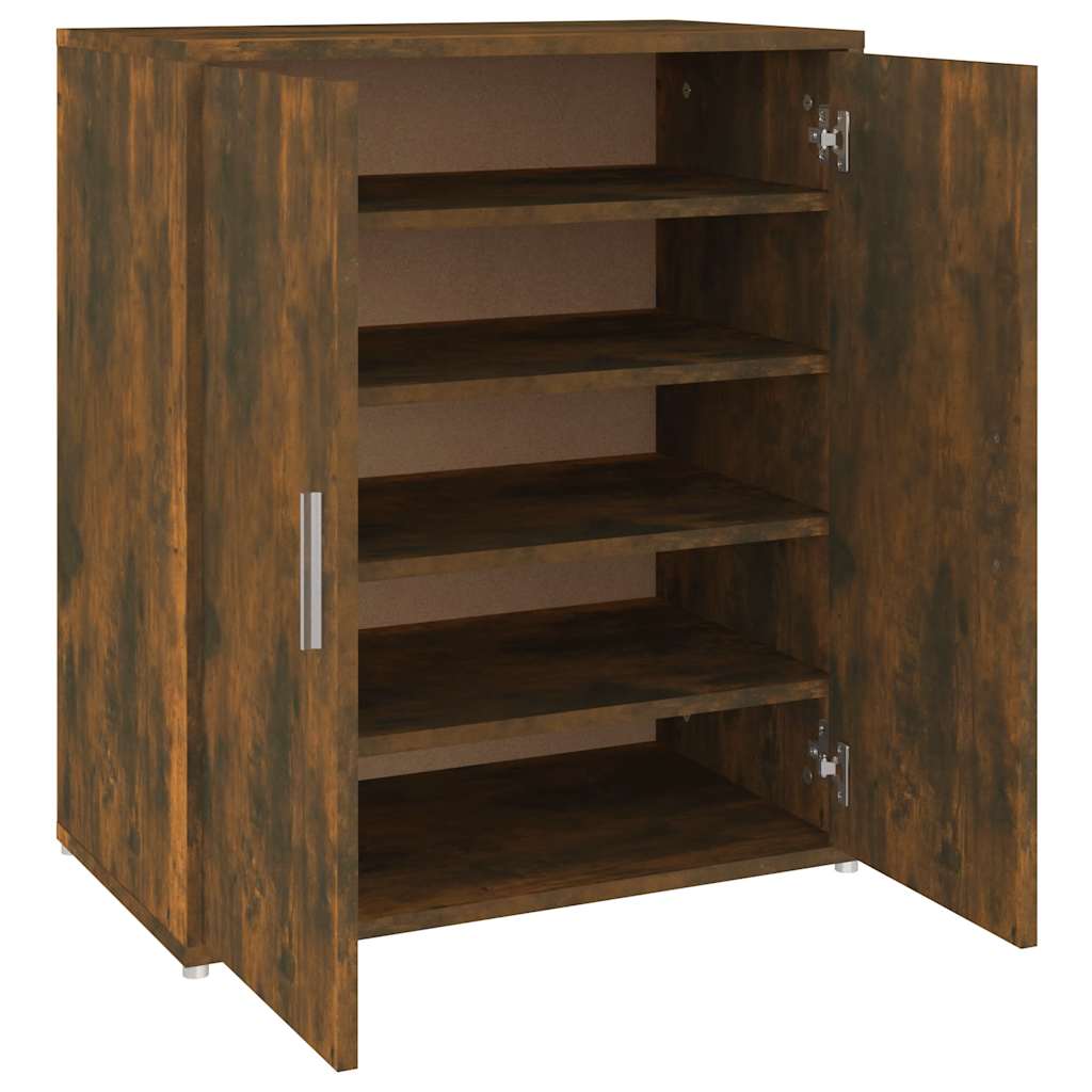 Armoire à chaussures Vidaxl 60x35x70 cm en bois de bois de chêne fumé coloré