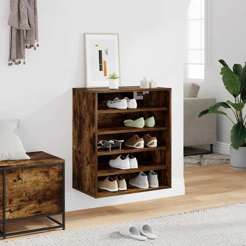 Armoire à chaussures Vidaxl 60x35x70 cm en bois de bois de bois de chêne Gris sonoma