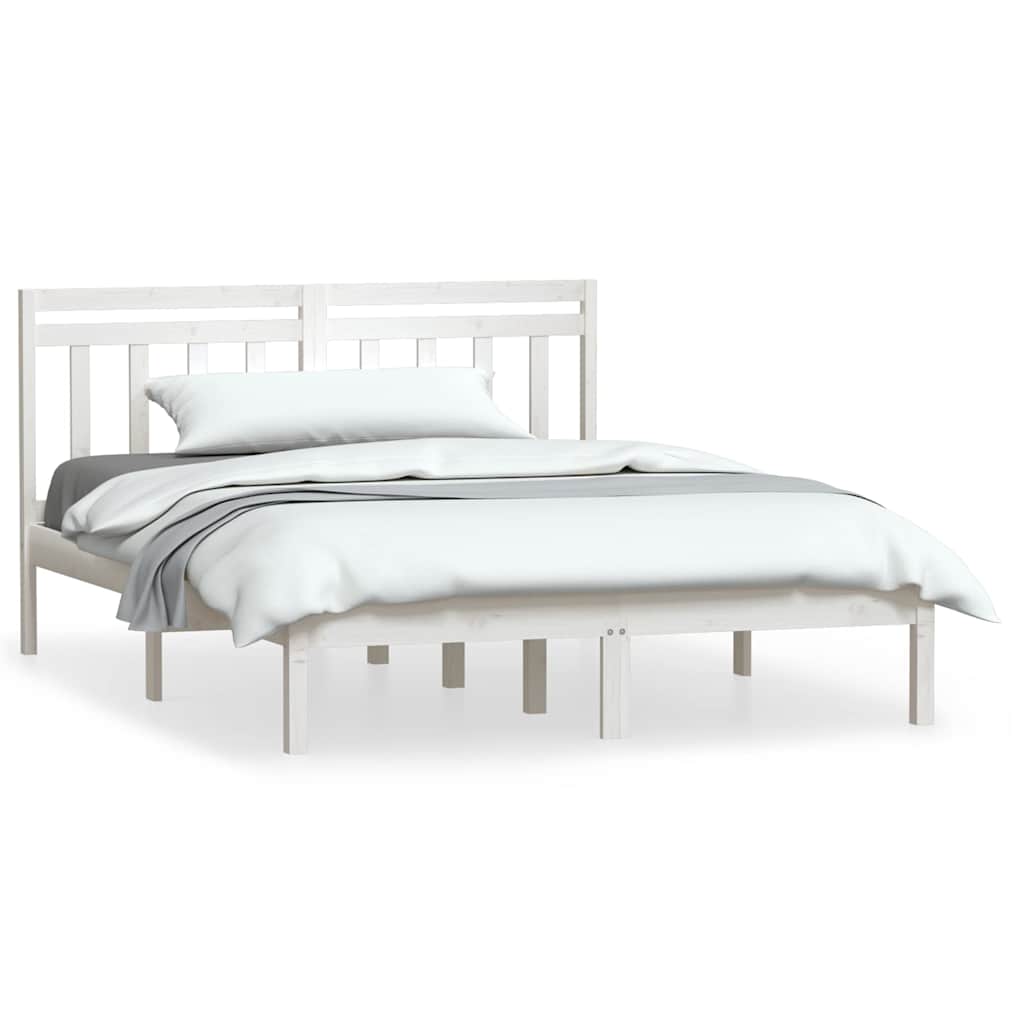 Vidaxl bedframe massief hout wit 135x190 cm