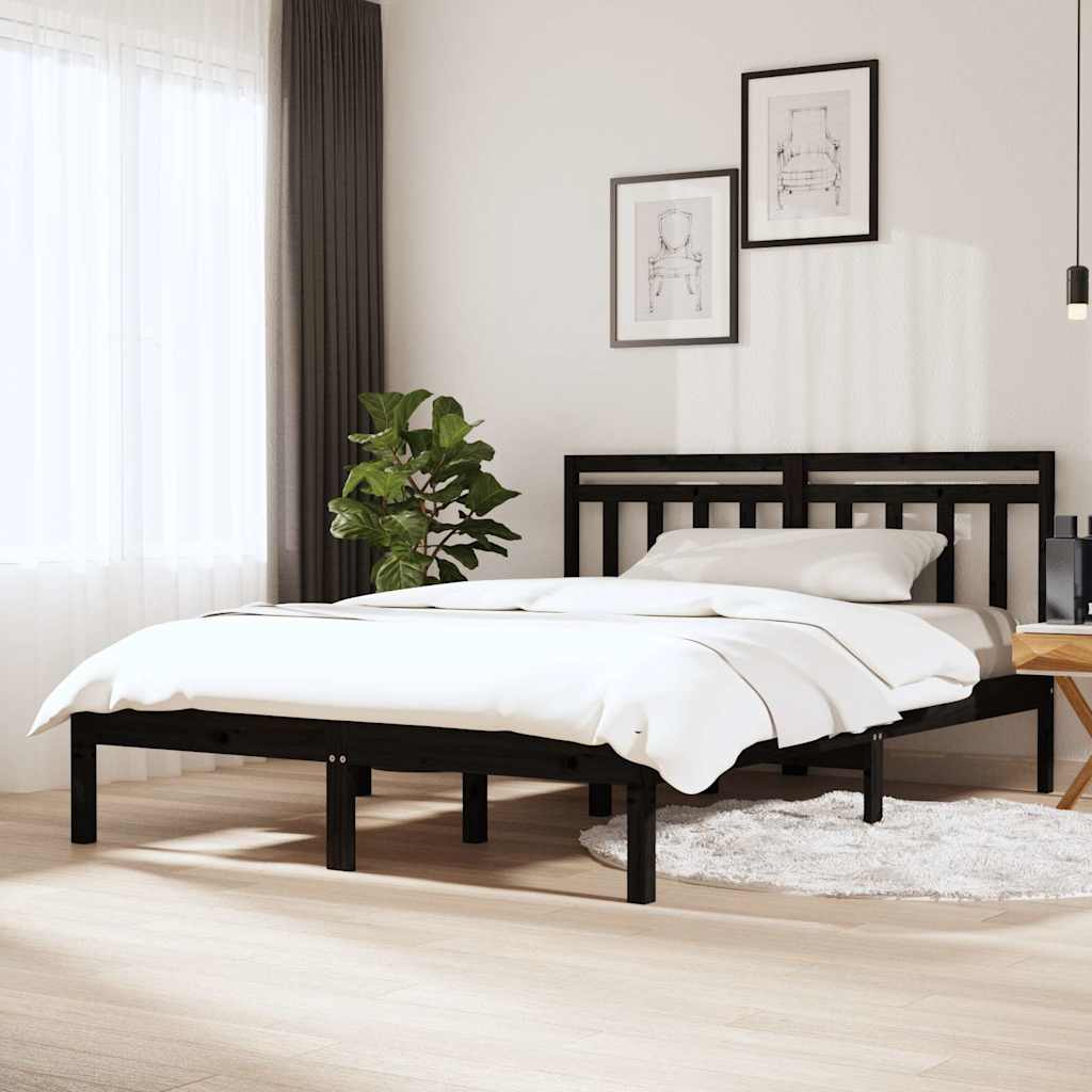 Vidaxl bedframe massief grenenhout zwart 140x190 cm