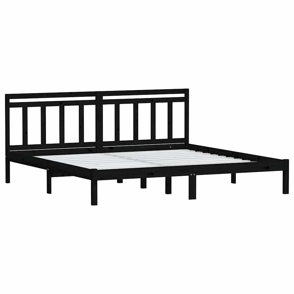 Vidaxl bedframe massief grenenhout zwart 200x200 cm