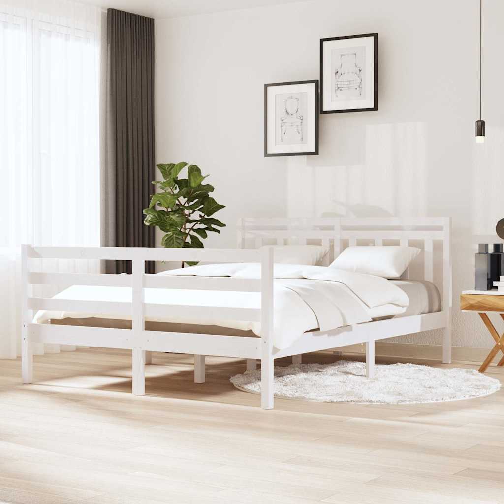 Vidaxl bedframe massief hout wit 135x190 cm