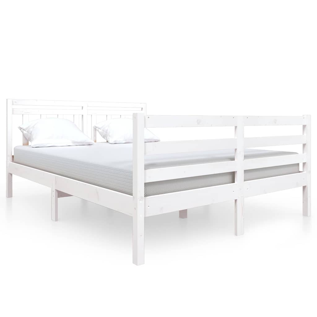 Vidaxl bedframe massief hout wit 140x190 cm