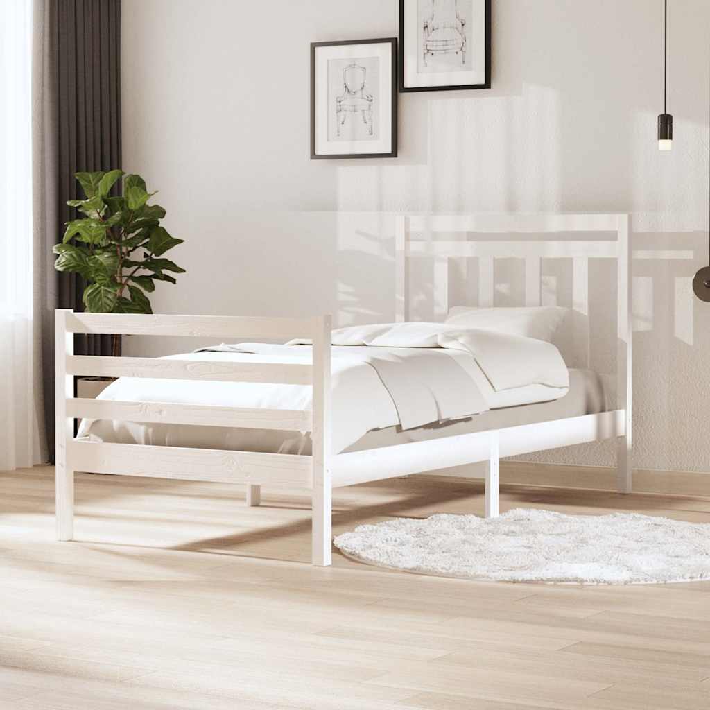 Vidaxl bedframe massief hout wit 100x200 cm