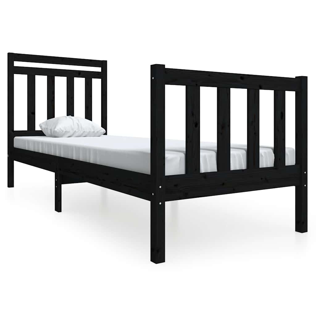 Vidaxl bedframe massief hout zwart 75x190 cm