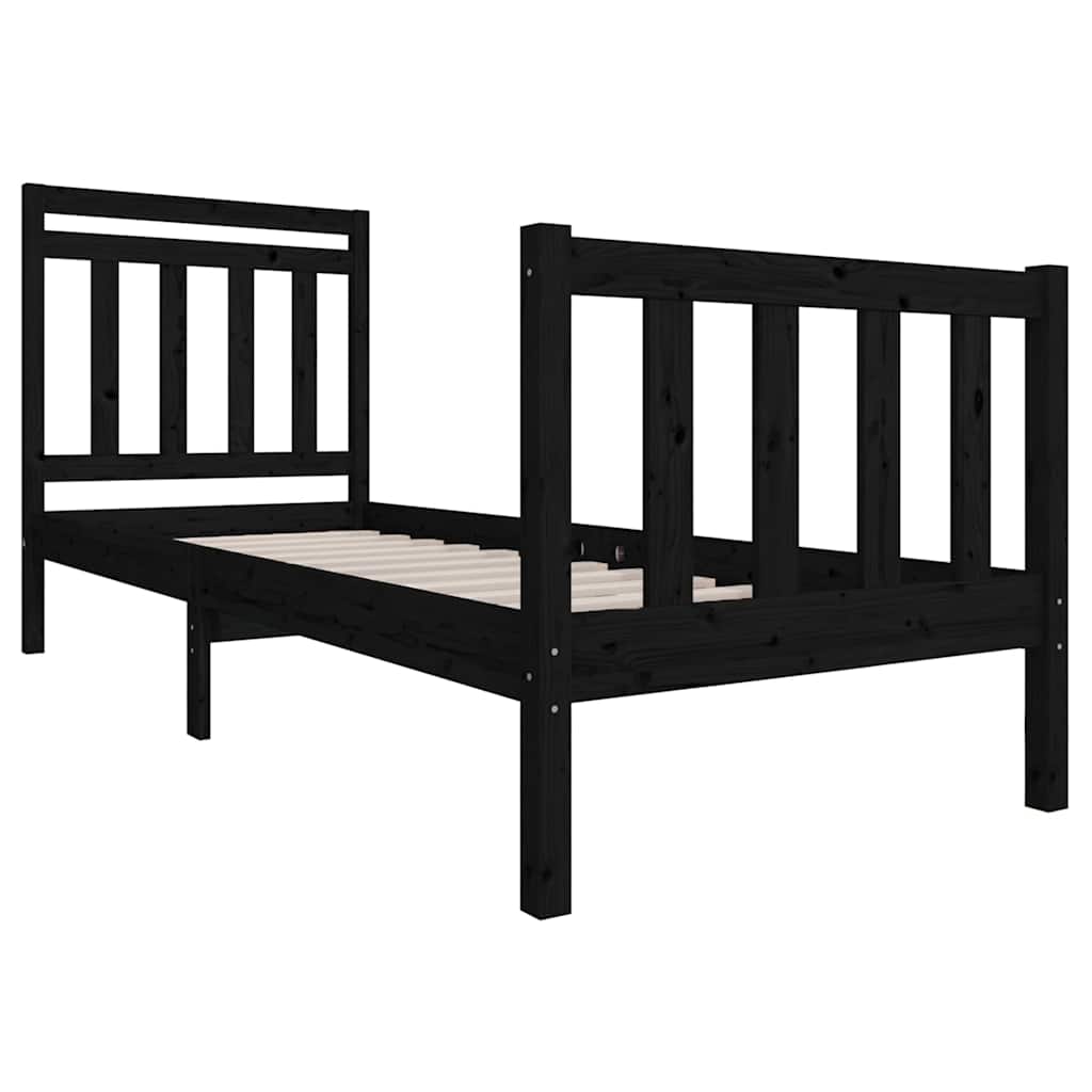 Vidaxl bedframe massief hout zwart 75x190 cm