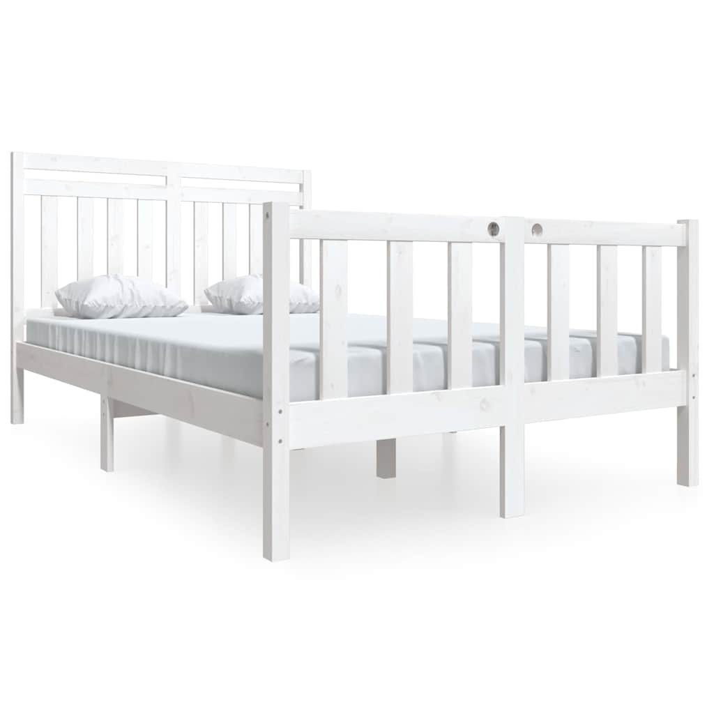 Vidaxl bedframe massief hout wit 140x190 cm
