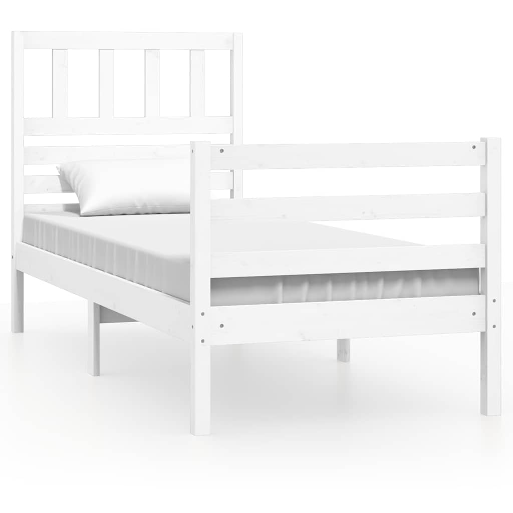 Vidaxl bedframe massief hout wit 75x190 cm