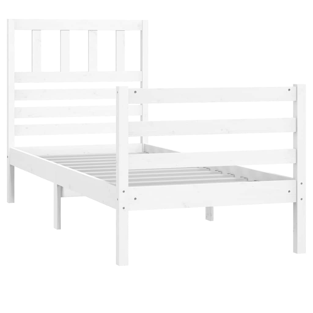 Vidaxl bedframe massief hout wit 75x190 cm