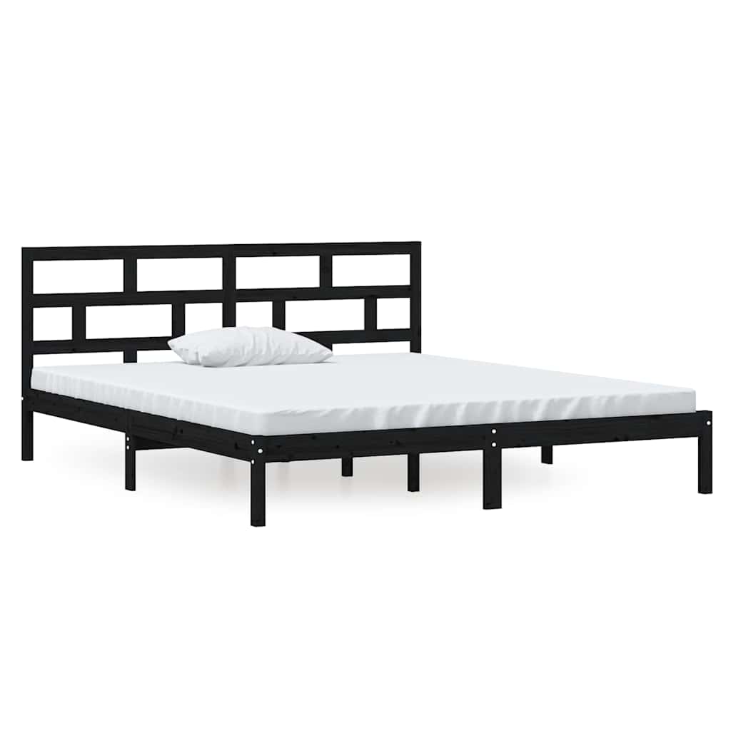 Vidaxl bedframe massief hout zwart 135x190 cm