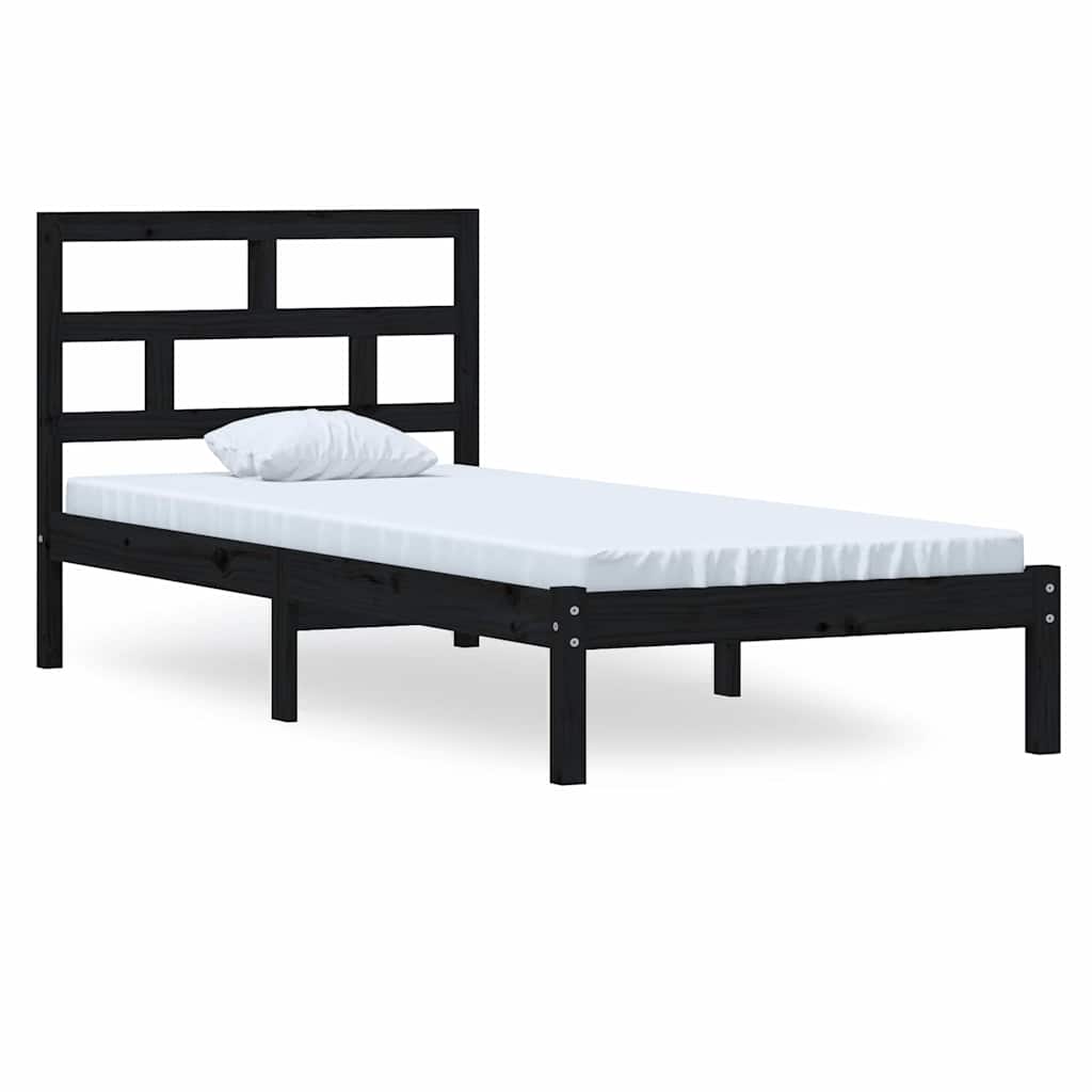 Vidaxl bedframe massief grenenhout zwart 100x200 cm