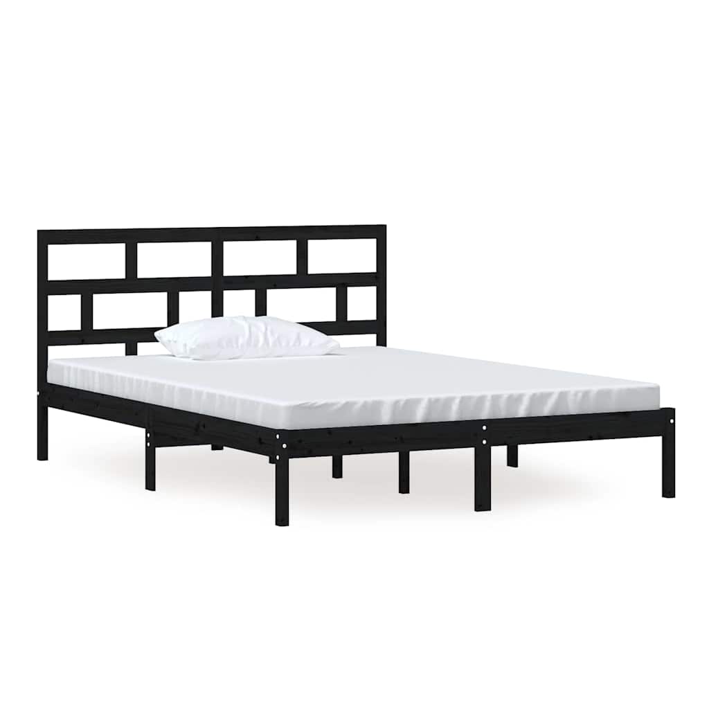 Vidaxl bedframe massief hout zwart 150x200 cm