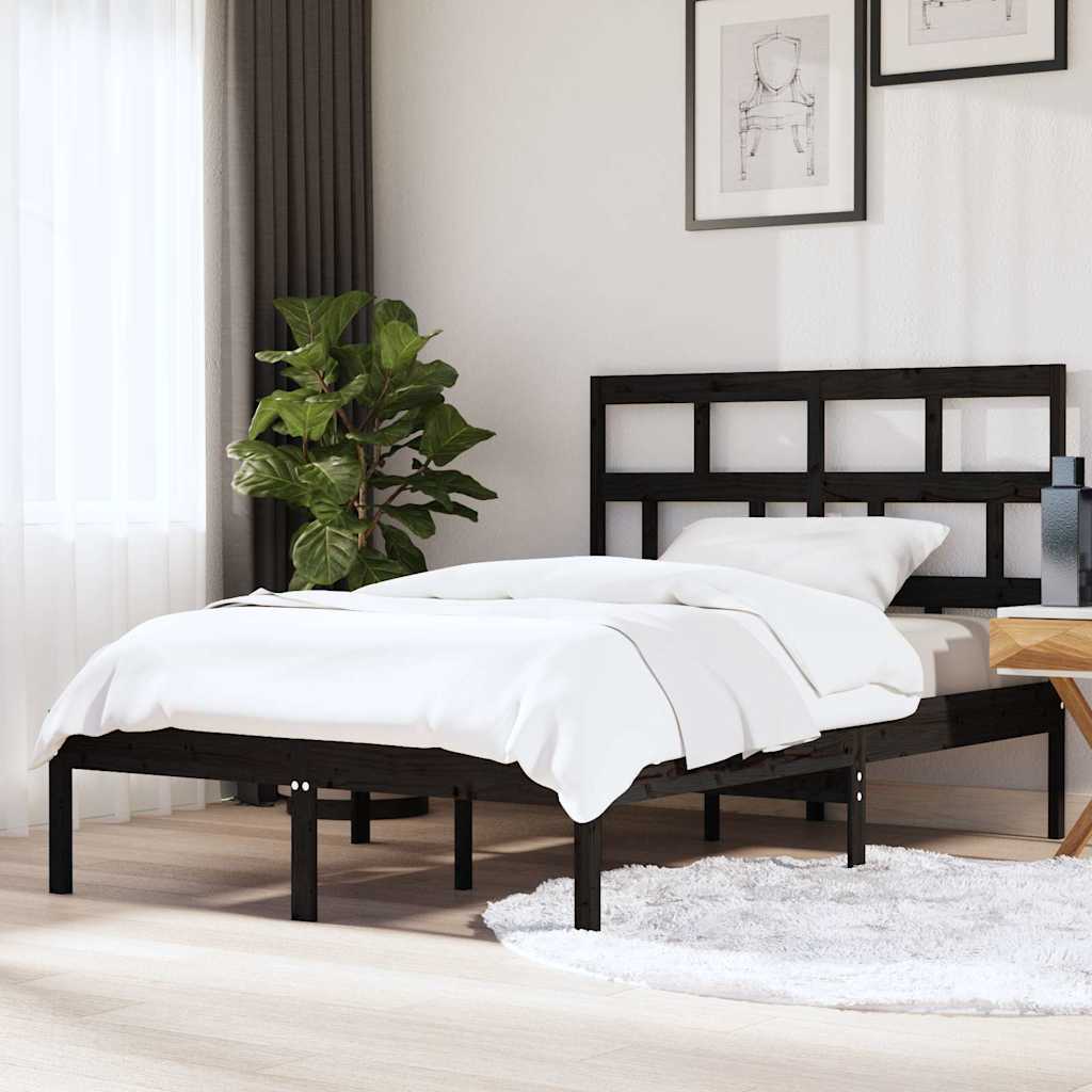 Vidaxl bedframe massief hout zwart 150x200 cm