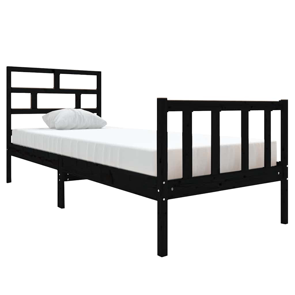 Vidaxl bedframe massief grenenhout zwart 75x190 cm