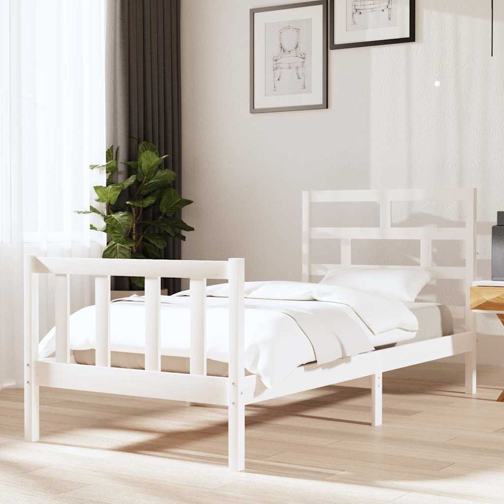 Vidaxl bedframe massief grenenhout wit 90x190 cm