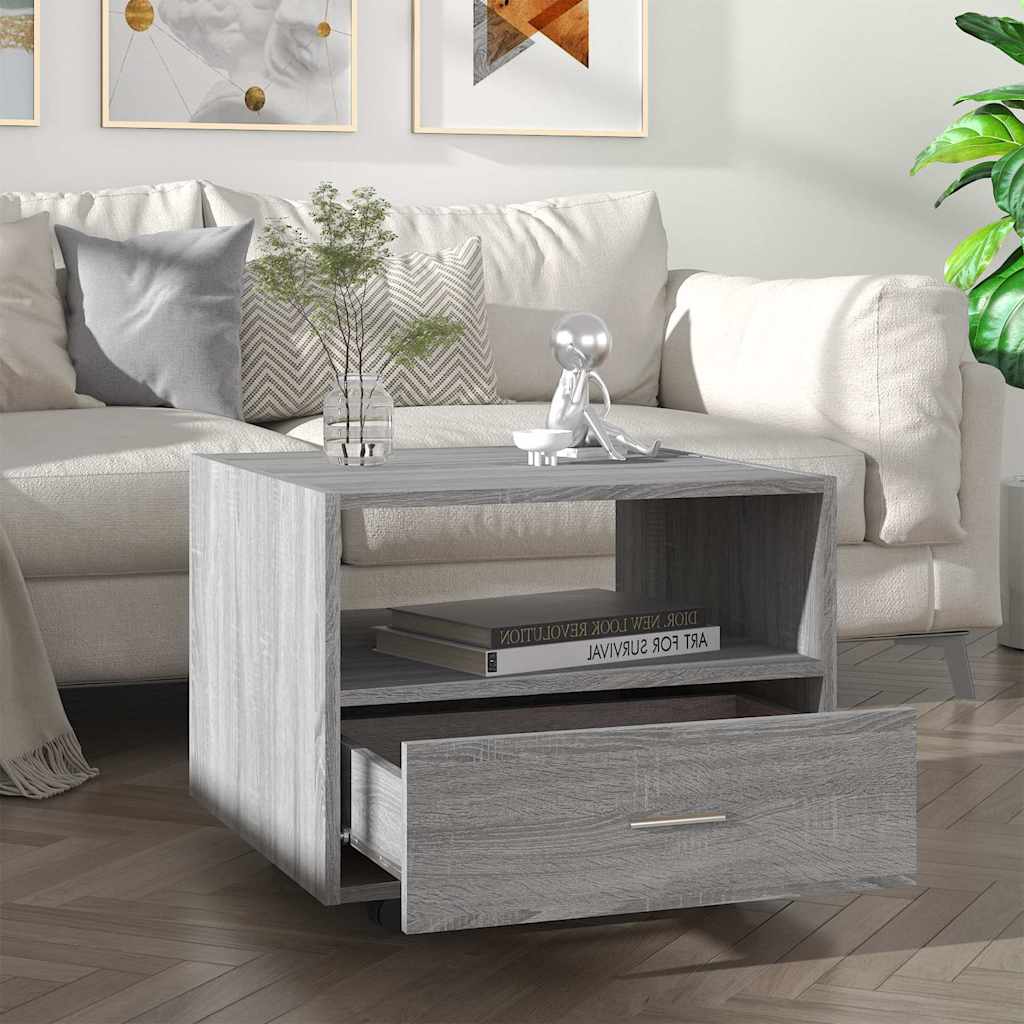 Vidaxl salontafel 55x55x40 cm bewerkt hout grijs sonoma eikenkleurig