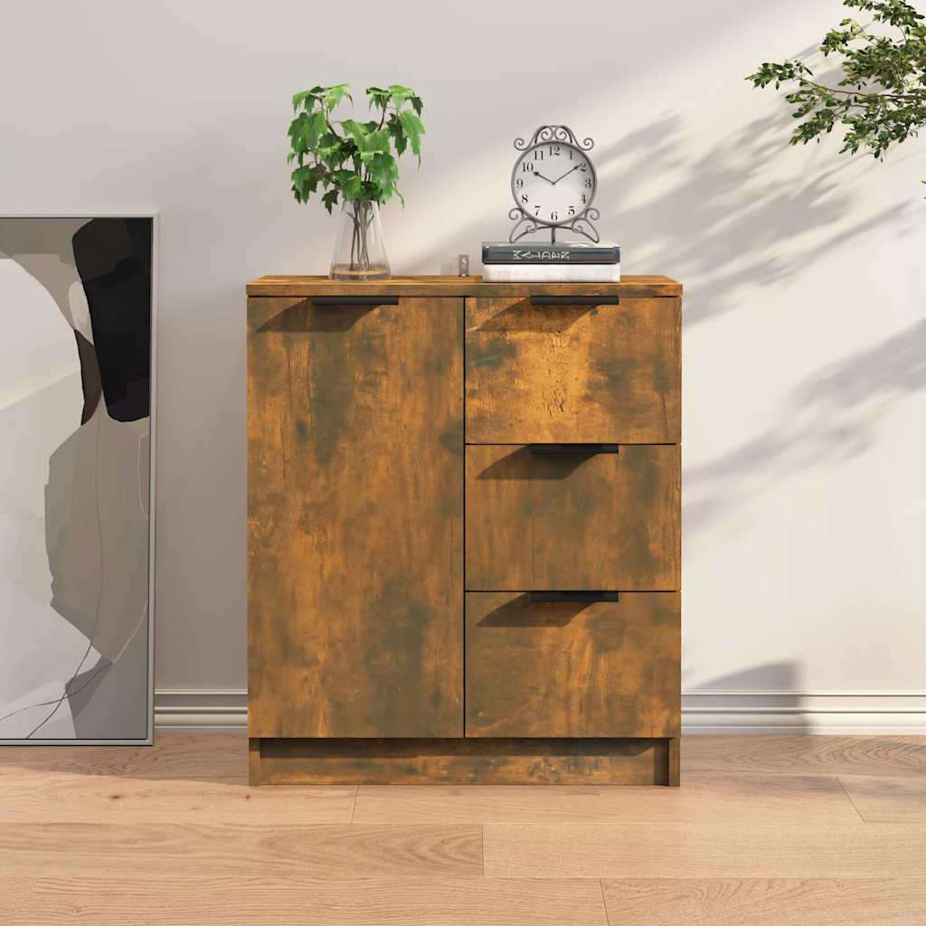 Vidaxl dressoir 60x30x70 cm bewerkt hout gerookt eikenkleurig