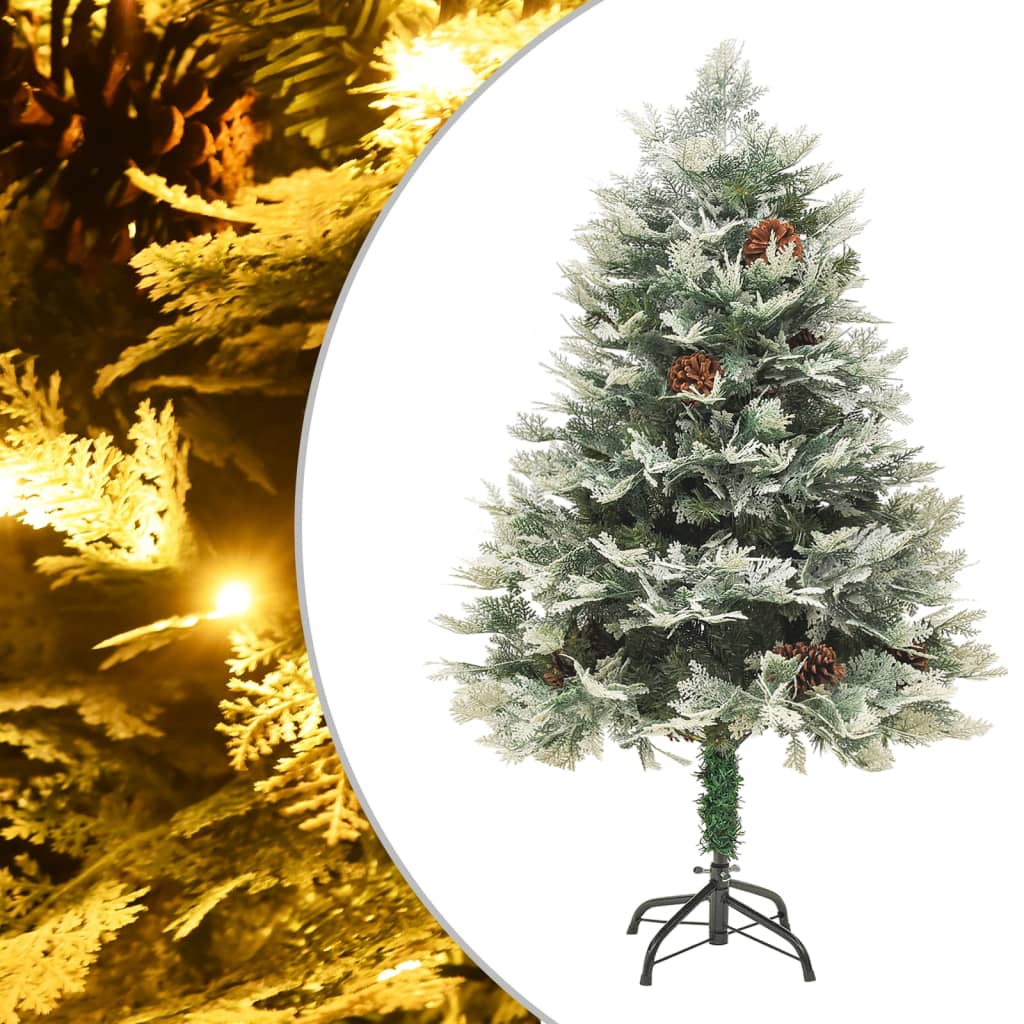 Vidaxl Tréser de Noël avec des cônes LED et de pin 120 cm en PVC et Green PE