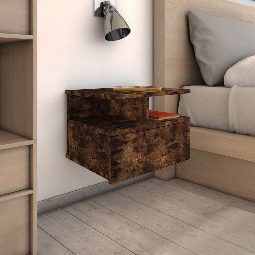 Vidaxl nachtkastje zwevend 40x31x27 cm bewerkt hout gerookt eikenkleur