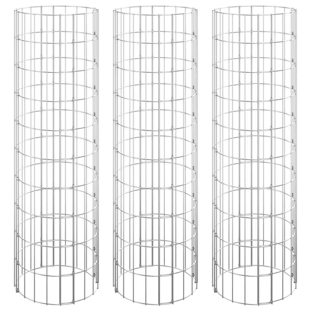 Vidaxl Gabion Planters 3 ST Round Rouled Ø30x100 cm Steel