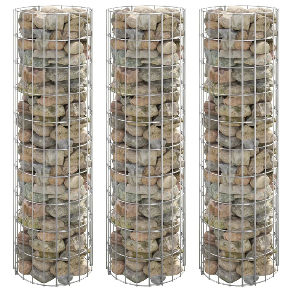 Vidaxl Gabion Planters 3 ST Round Rouled Ø30x100 cm Steel