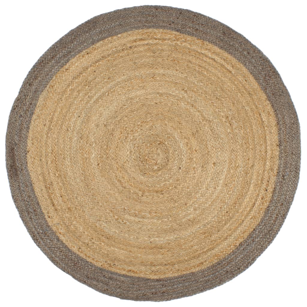 Tapis Vidaxx fait main avec bordure grise 180 cm jute