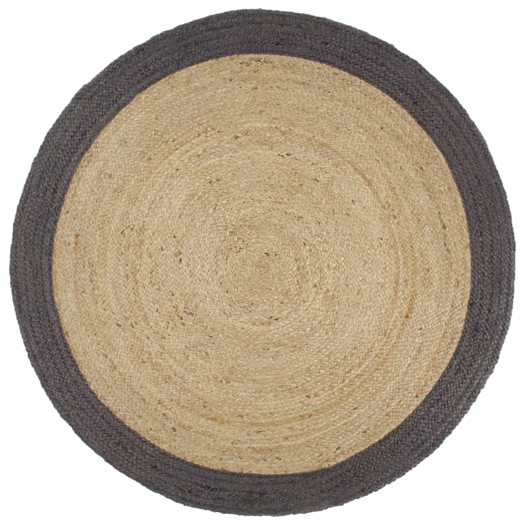 Tapis VidaXL fait main avec bord gris foncé 240 cm jute