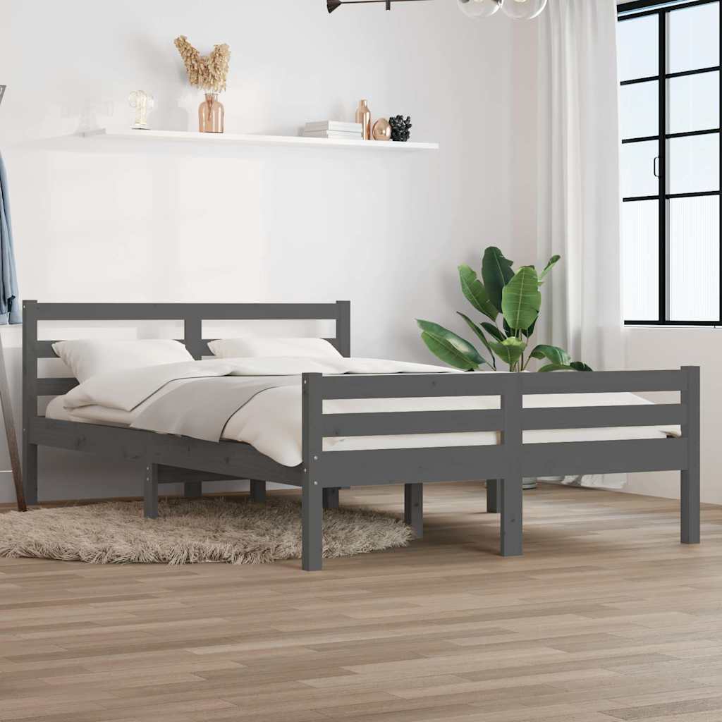 Vidaxl bedframe massief hout grijs 140x200 cm