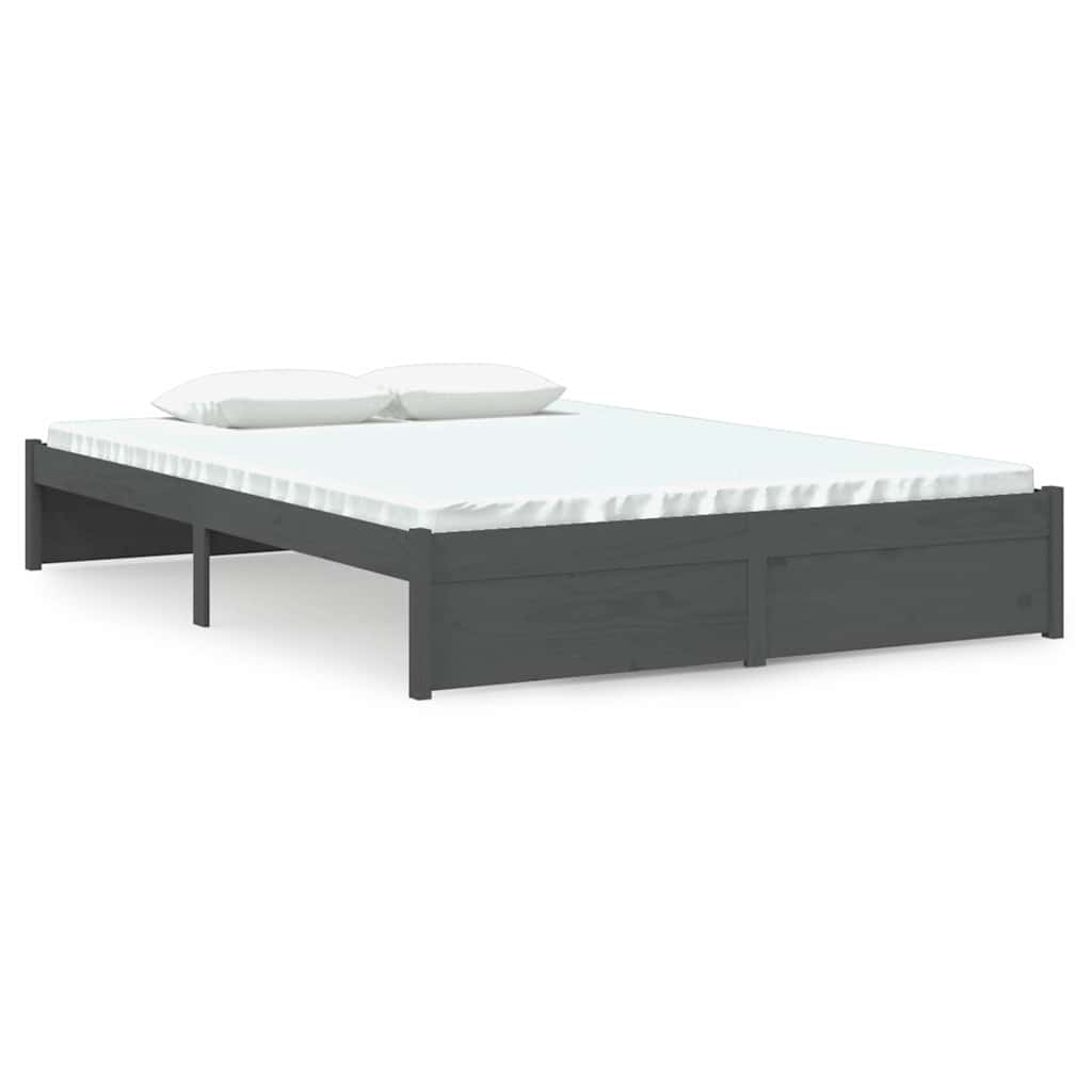 Vidaxl bedframe massief hout grijs 140x200 cm