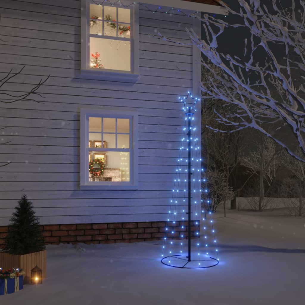 Vidaxl kegelkerstboom 108 LEDS 70x180 cm bleu