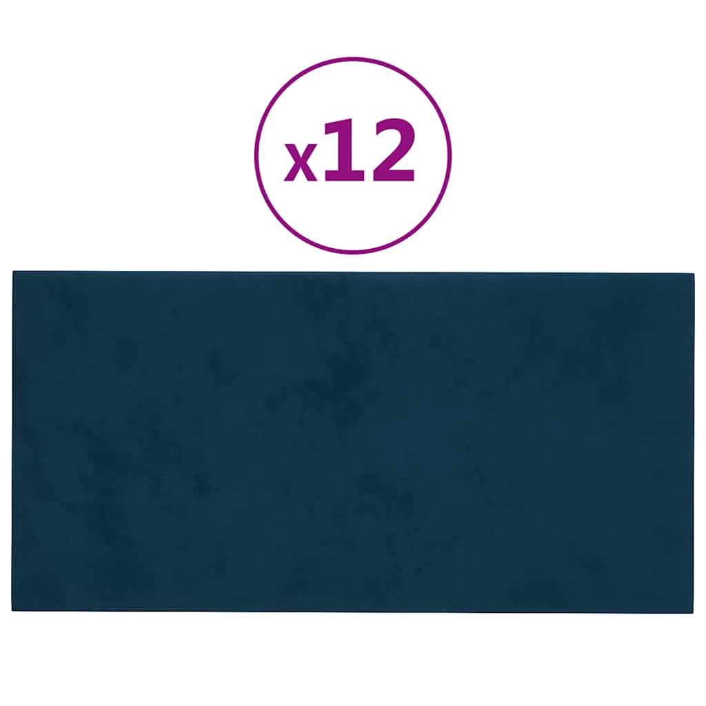 Panneaux muraux vidaxl 12 pcs 0,54 m² 30x15 cm en velours bleu