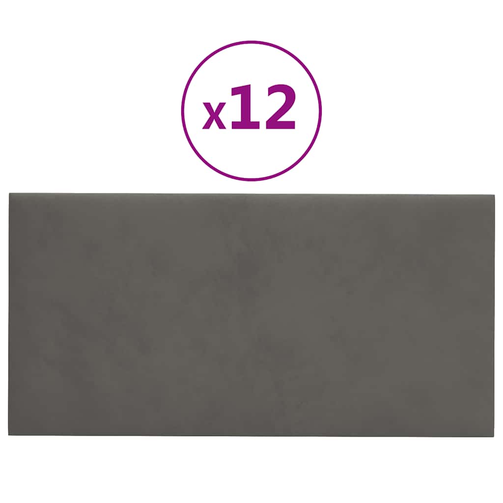 Panneaux muraux vidaxl 12 pcs 0,54 m² 30x15 cm en velours gris foncé