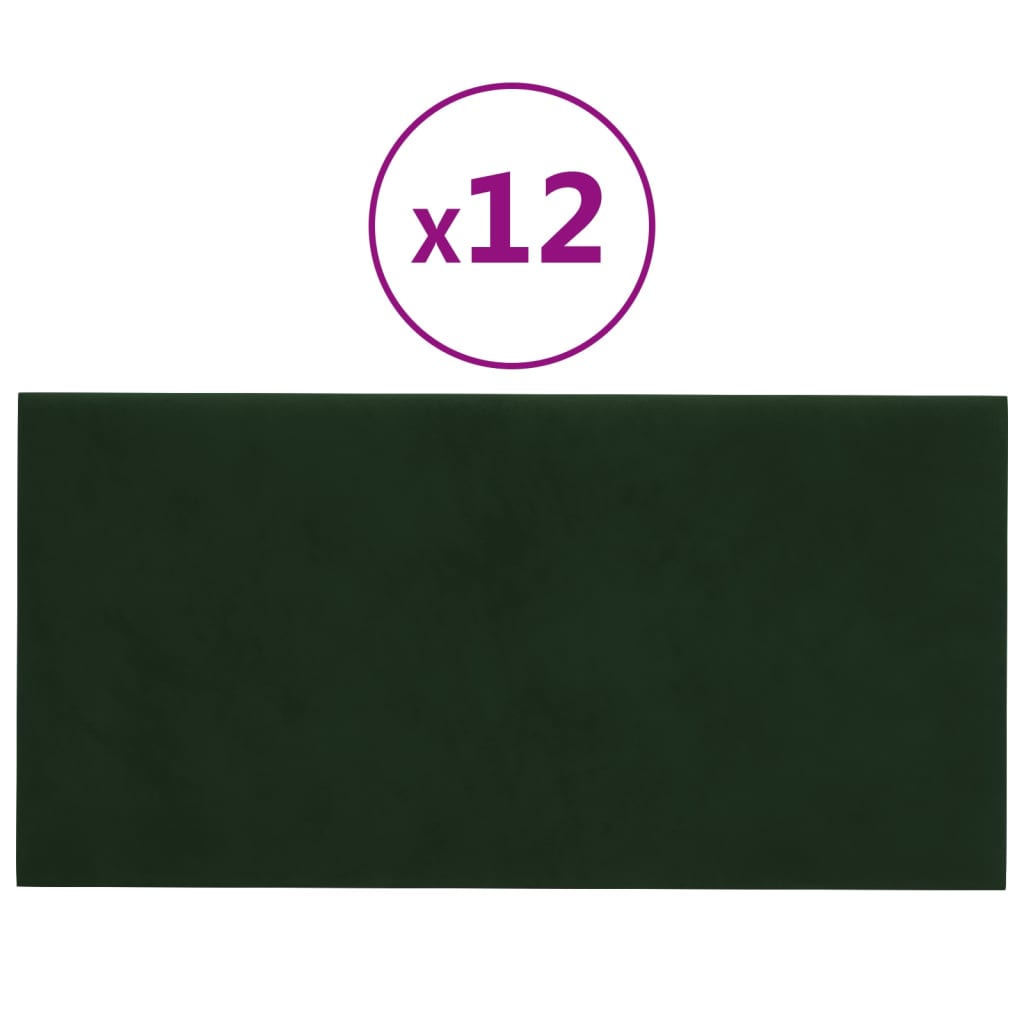 Panneaux muraux vidaxl 12 pcs 0,54 m² 30x15 cm en velours vert foncé