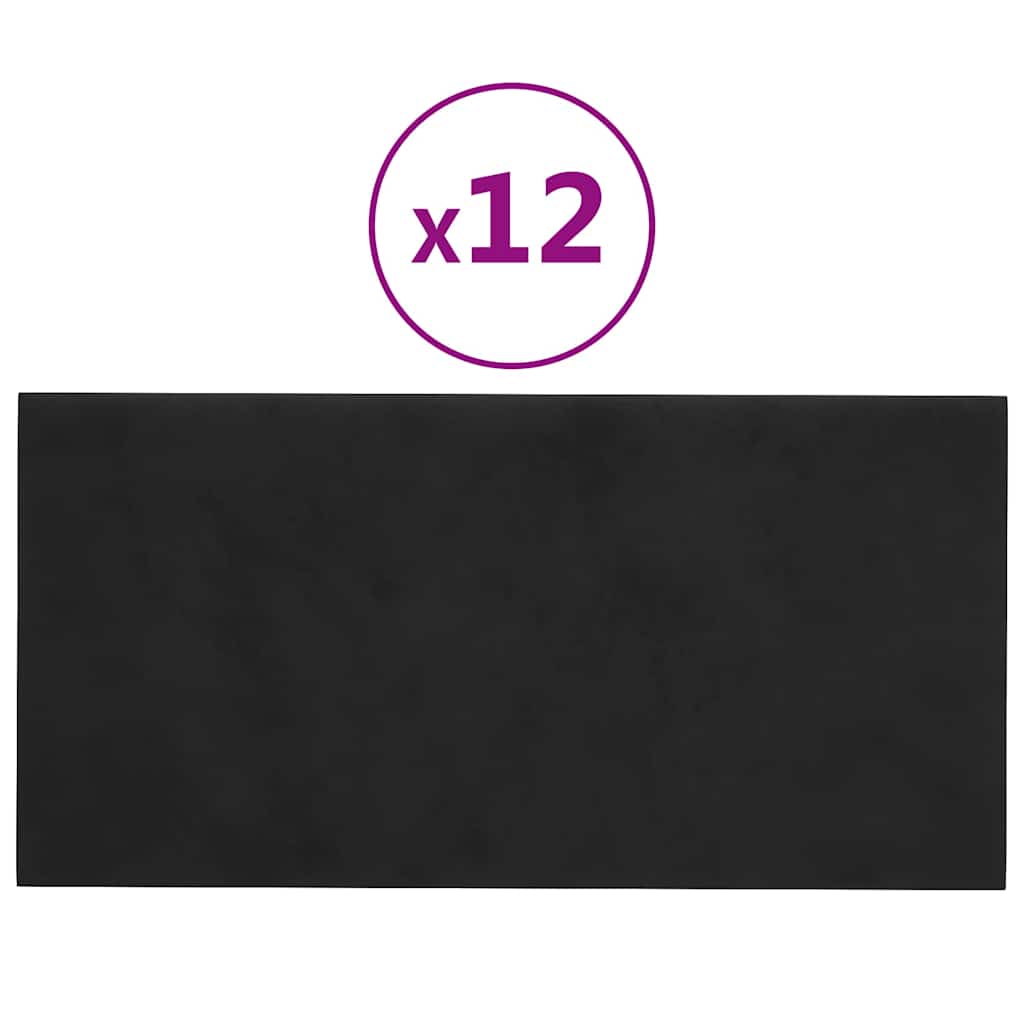 Panneaux muraux vidaxl 12 pcs 0,54 m² 30x15 cm en velours noir