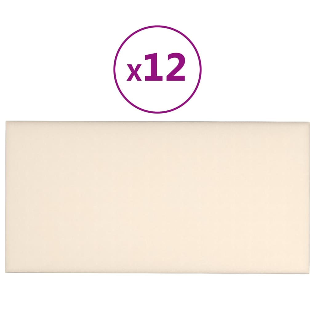 Panneaux muraux vidaxl 12 pcs 0,54 m² 30x15 cm Crème en velours -colore