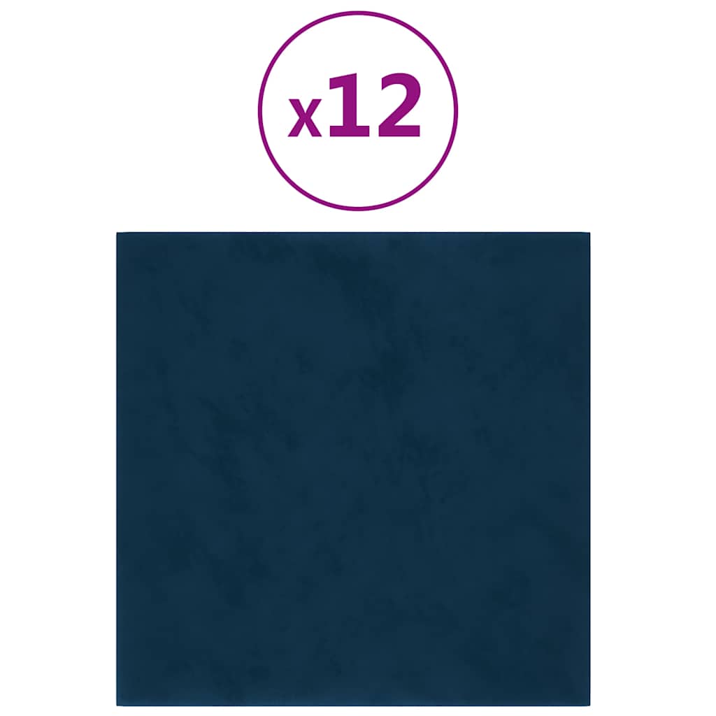 Panneaux muraux vidaxl 12 st 1,08 m² 30x30 cm en velours bleu