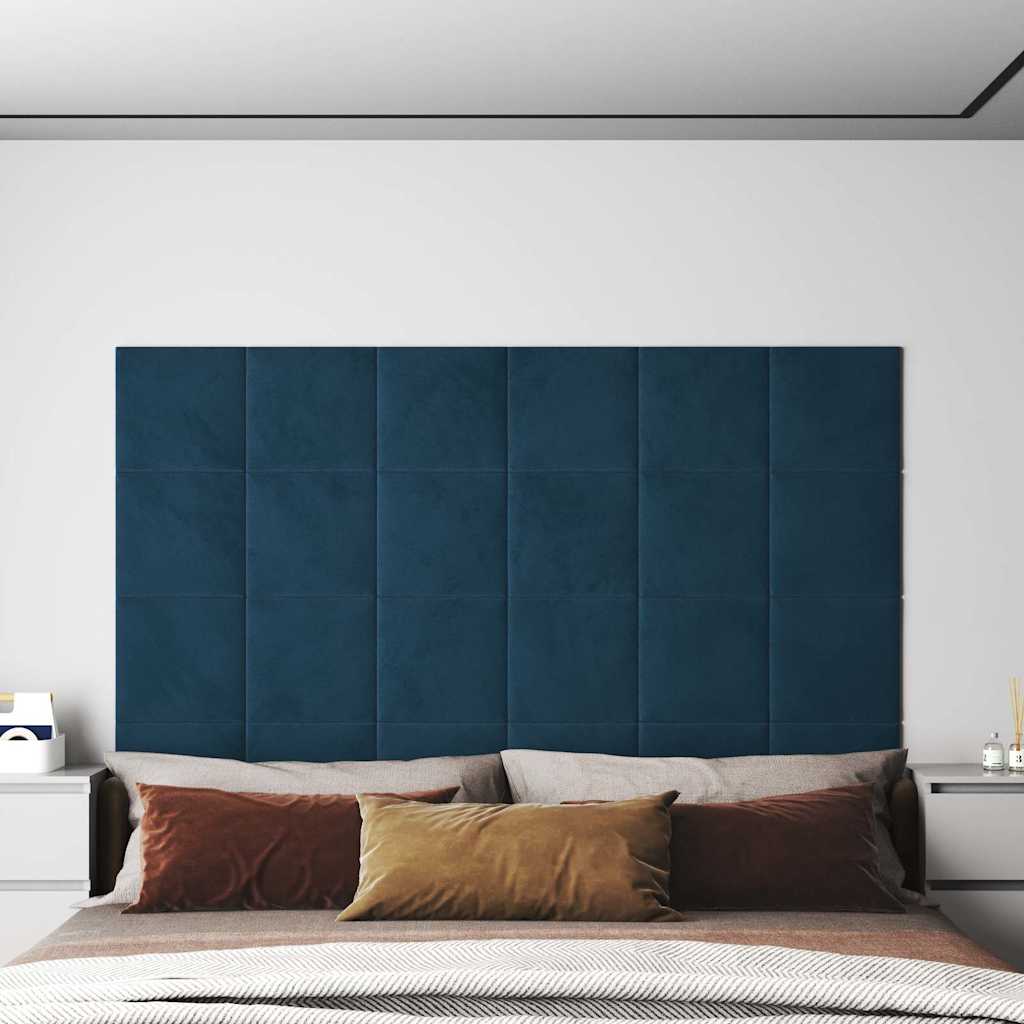 Panneaux muraux vidaxl 12 st 1,08 m² 30x30 cm en velours bleu