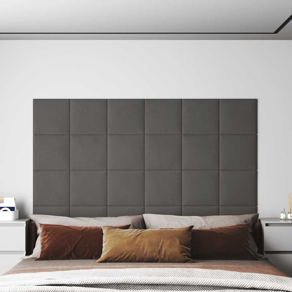 Panneaux muraux vidaxl 12 st 1,08 m² 30x30 cm en velours gris foncé