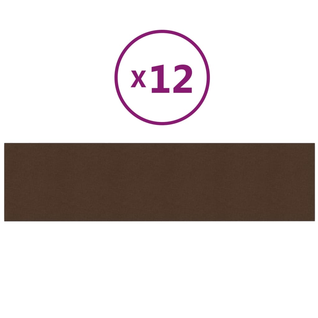 Panneaux muraux vidaxl 12 st 1,08 m² 60x15 cm de tissu marron