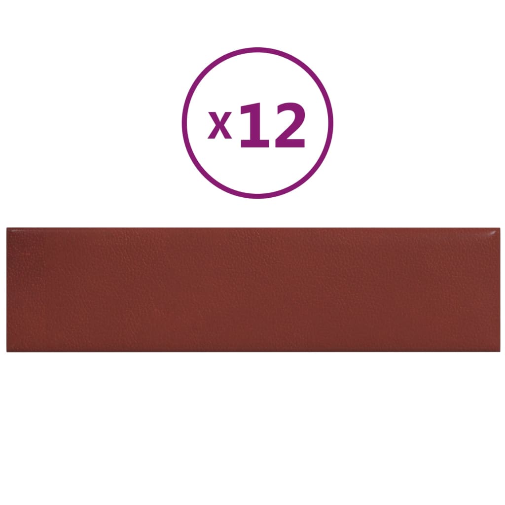 Panneaux muraux Vidaxl 12 ST 1,08 m² 60x15 cm Vin en cuir artificiel rouge
