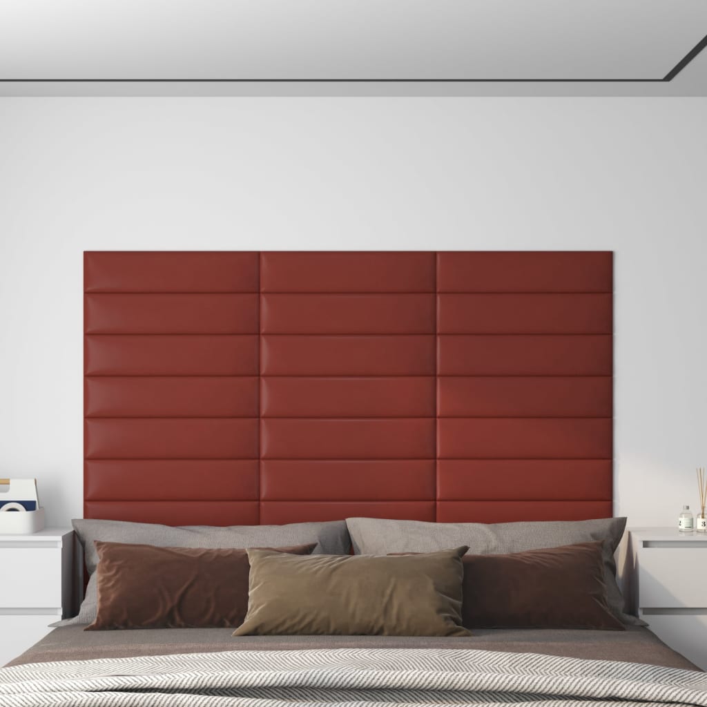 Panneaux muraux Vidaxl 12 ST 1,08 m² 60x15 cm Vin en cuir artificiel rouge