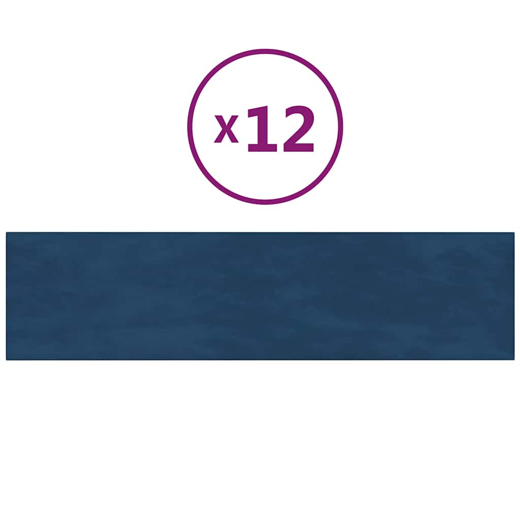 Panneaux muraux vidaxl 12 st 1,08 m² 60x15 cm en velours bleu