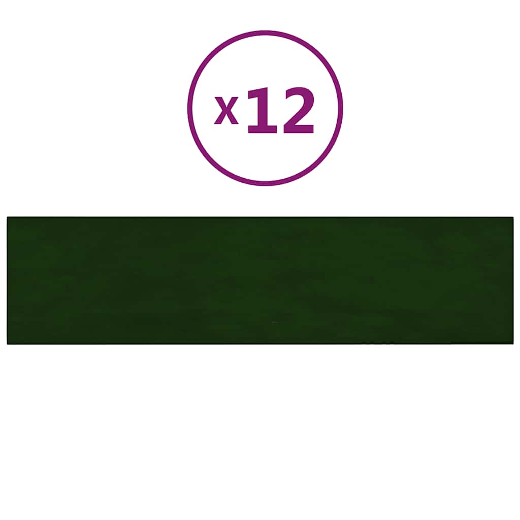 Panneaux muraux vidaxl 12 st 1,08 m² 60x15 cm en velours vert foncé